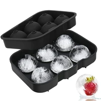 6 grids ball shape ice cube tray mold food grade silicone reusable ice sphere maker mould anti leak bpa free for whisky wine