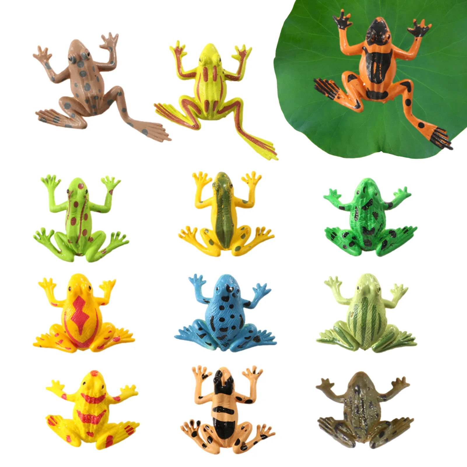 

12pcs Realistic Frog Figure Toy Wild Animal Enamel Amphibian Models Ornaments Toys Kids Educational Toys Toddler Learning Toys