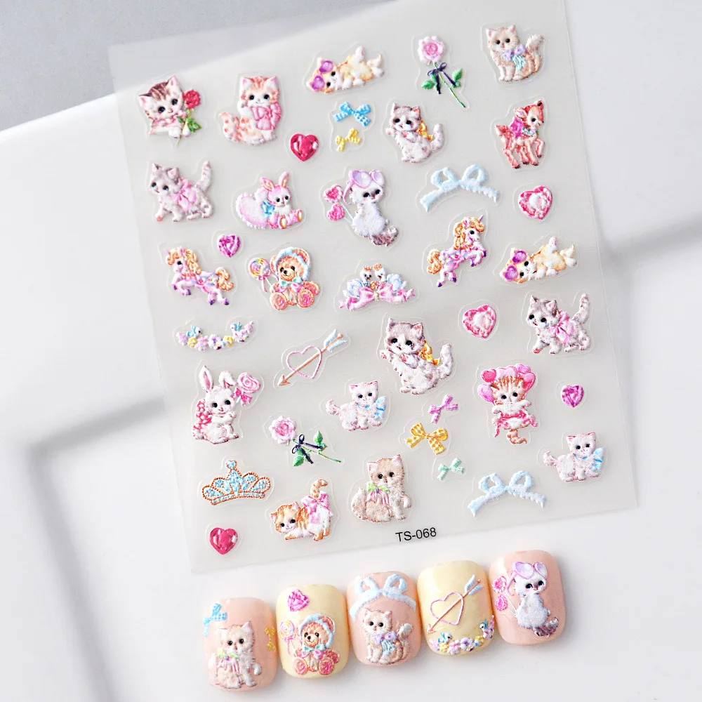 

New Cartoon Pink Cat Nail Stickers Nail Art Decoration Disney Mickey Mouse Stickers Anime Toy Story Nail Art Decals Nail Parts