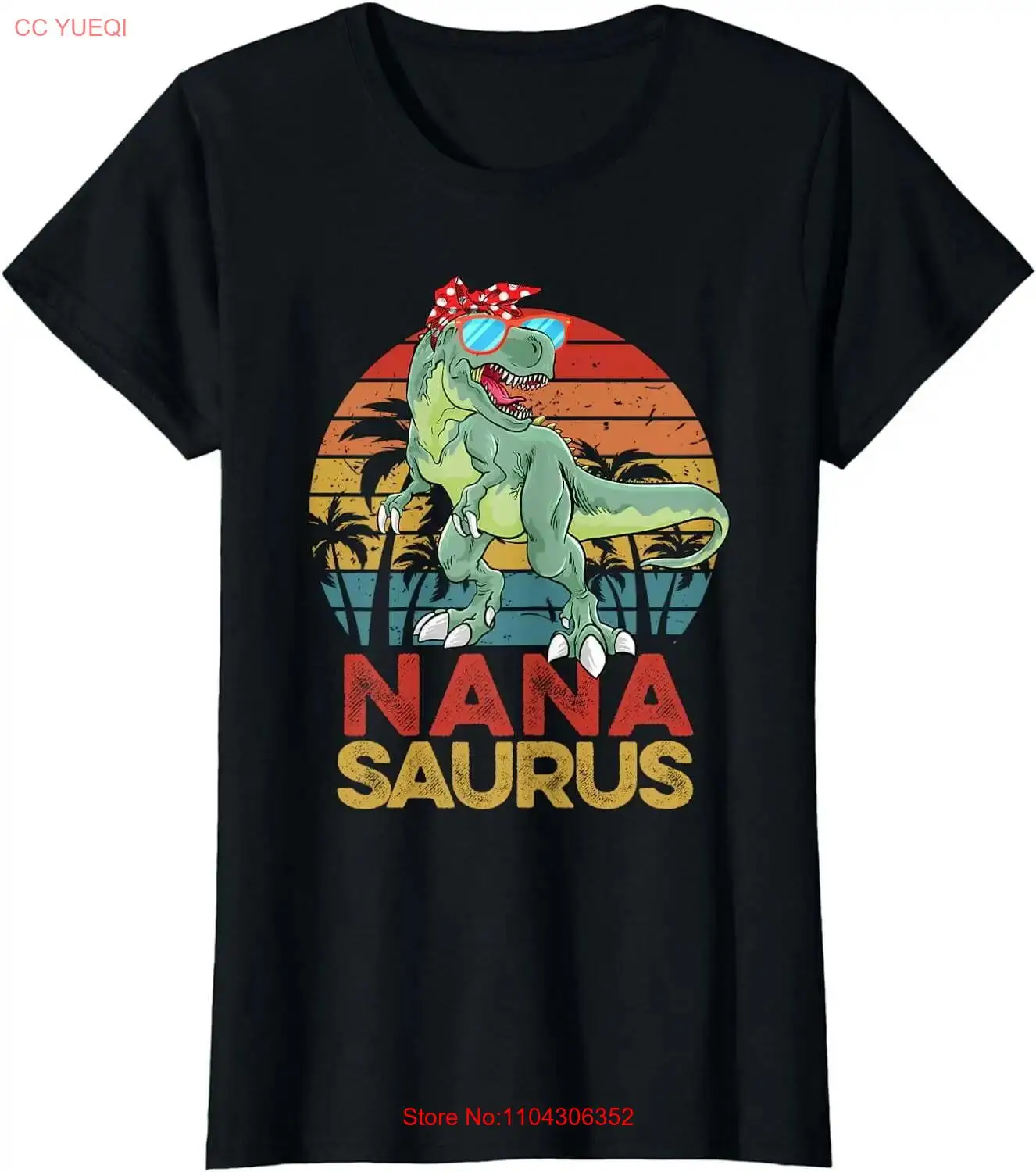 Nanasaurus T Rex Dinosaur Забавная винтажная семейная футболка Nana Saurus с длинными или