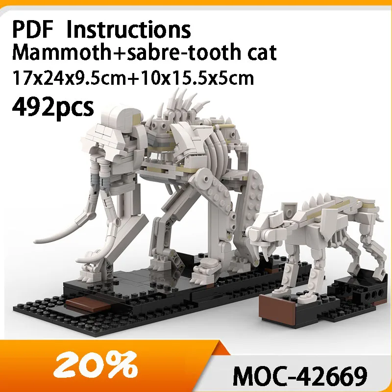 

New building block MOC-42669 skeleton mammoth saber-toothed cat splicing building block adult building block toy Christmas gift