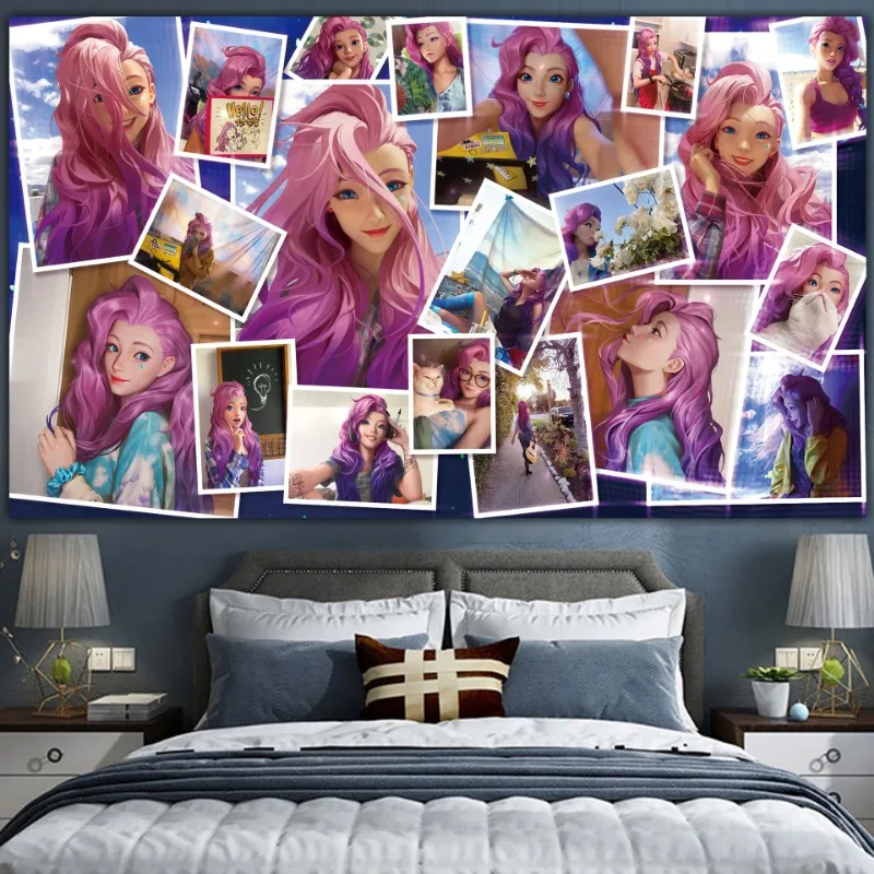 

League Of Legends Seraphine Tapestry Internet Cafe E-sports Hall Home Decor Room Aesthetic Holiday Accessories Wall Decor Game