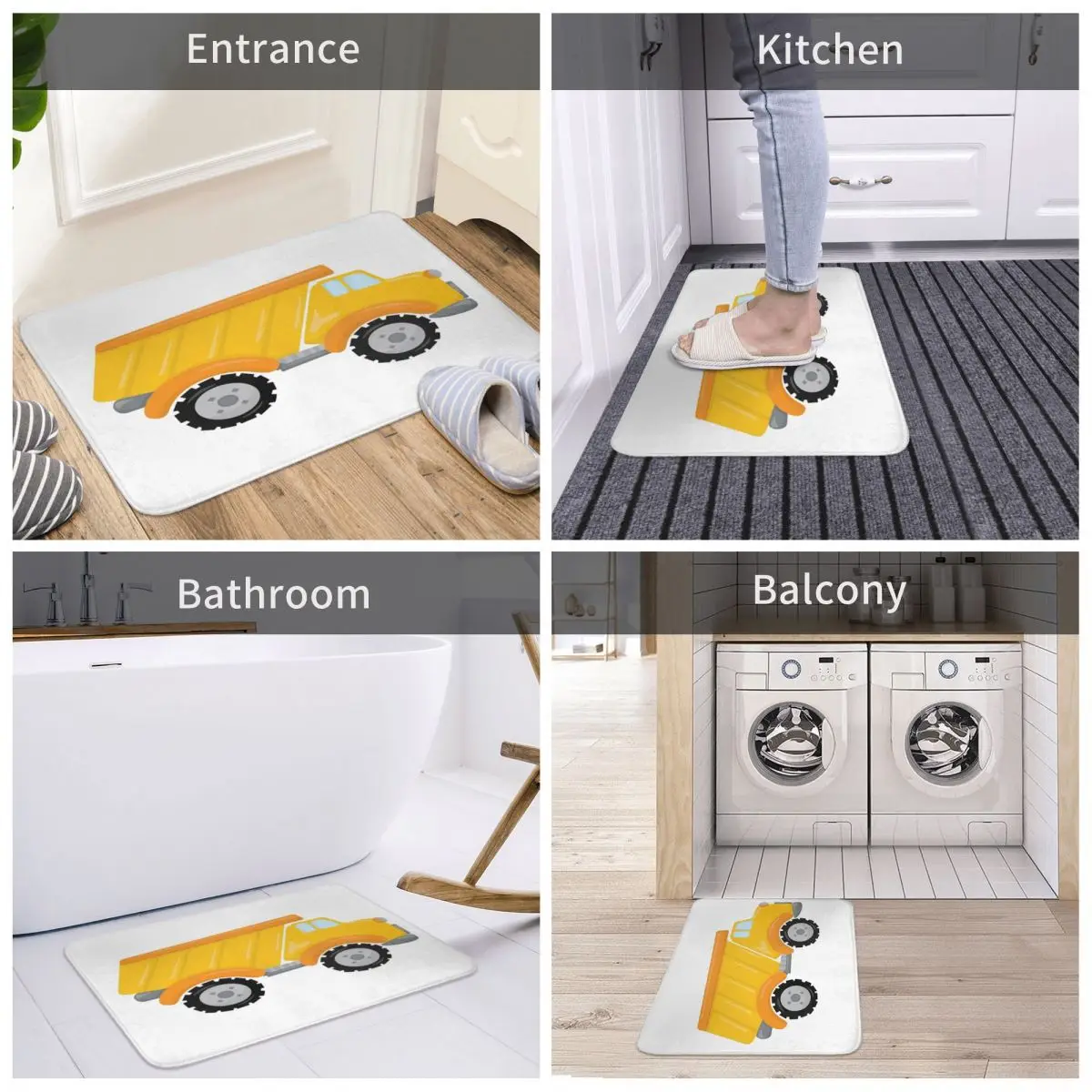 

Construction Kids Tipper Bath Door Mat Excavator Rug Carpet Decor Entrance Living Room Home Kitchen Bathroom Removal Balcony