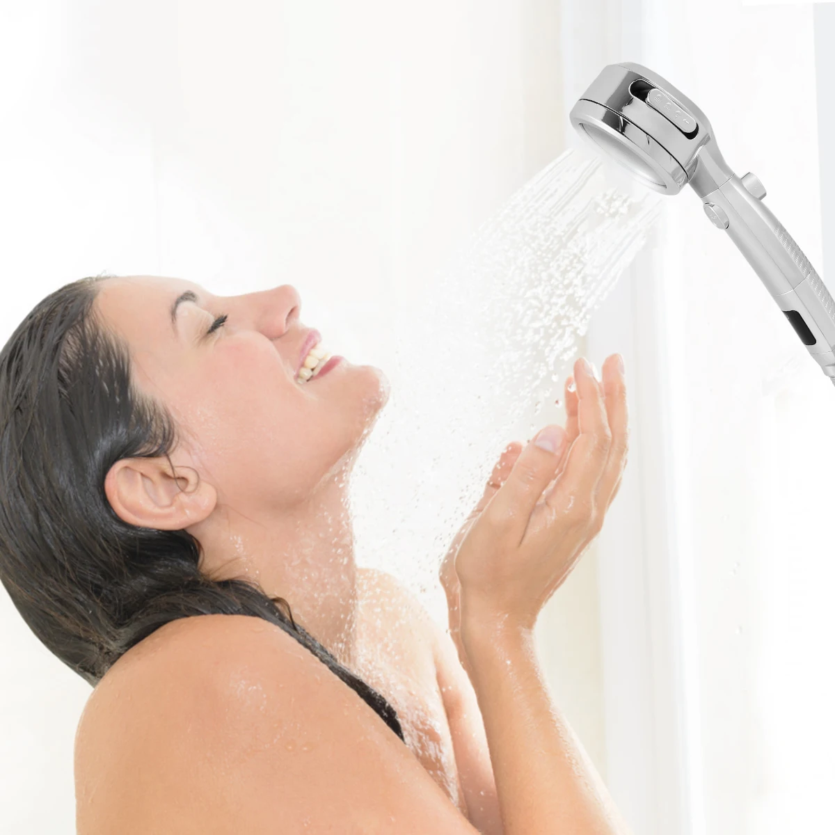 

Новая насадка для душа с температурным дисплеем, насадка для душа под давлением высокого давления с 4 режимами, ручной распылитель для душа