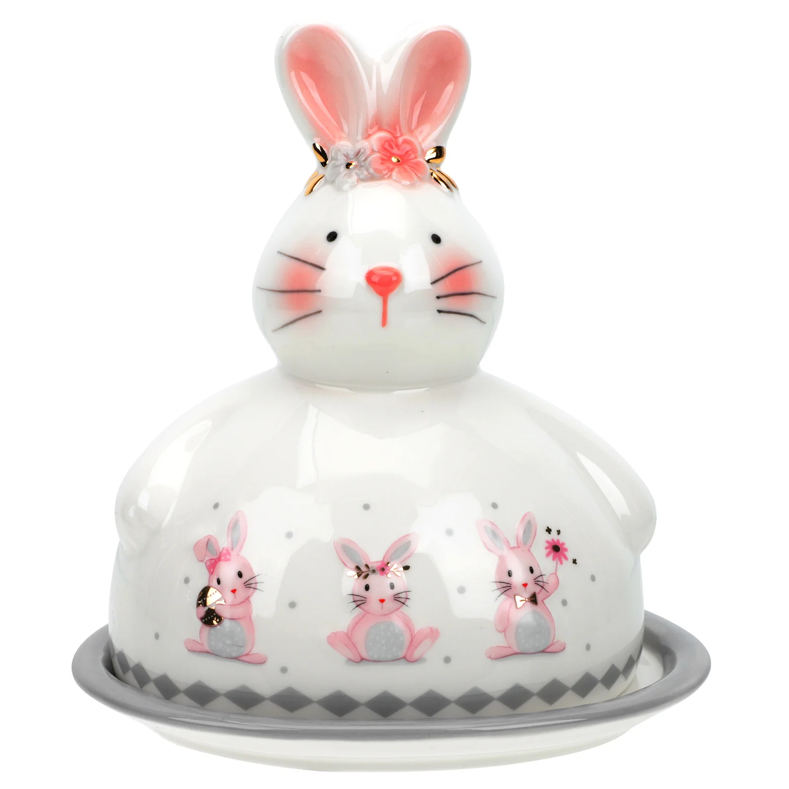 

Multi-function Butter Storage Case Exquisite Bunny Shape Cake Plate Snack Tray