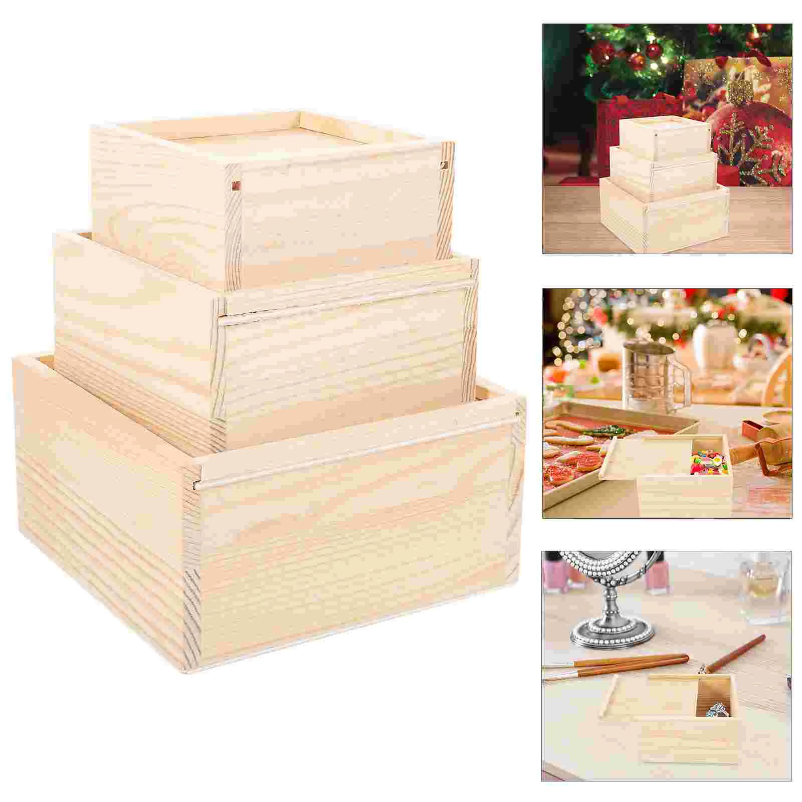 

3pcs Box Tool Box Photo Storage Box Sliding-lid Box