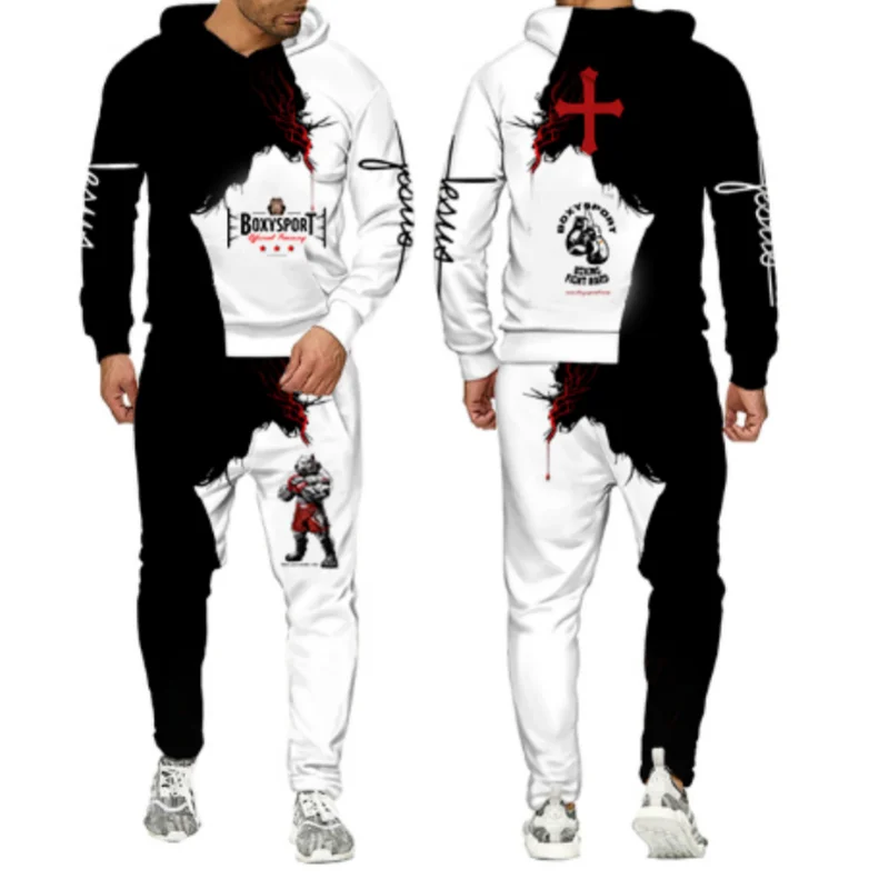 

New autumn and winter fashion men's and women's long-sleeved 3d printed club hoodie sweatshirt and pants casual men's sport