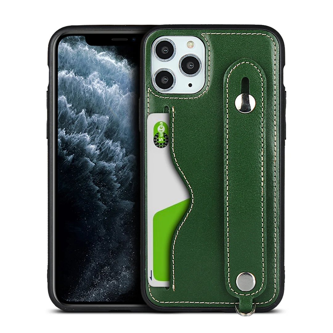 

Genuine Leather Phone Bracket Case For Apple iPhone 11 Pro Xs Max XR 6 6s 7 8 Plus SE 2020 With Lanyard Neck Wrist Strap Cover