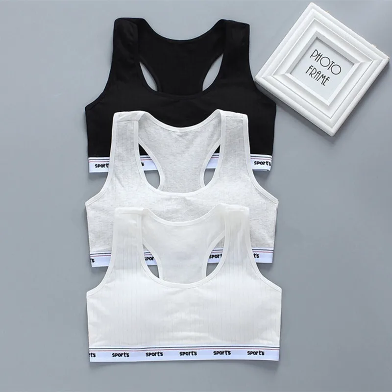 

3 шт./лот бюстгальтер для молодых девушек хлопковый тренировочный бюстгальтер нижнее белье для подростков 8-14 лет