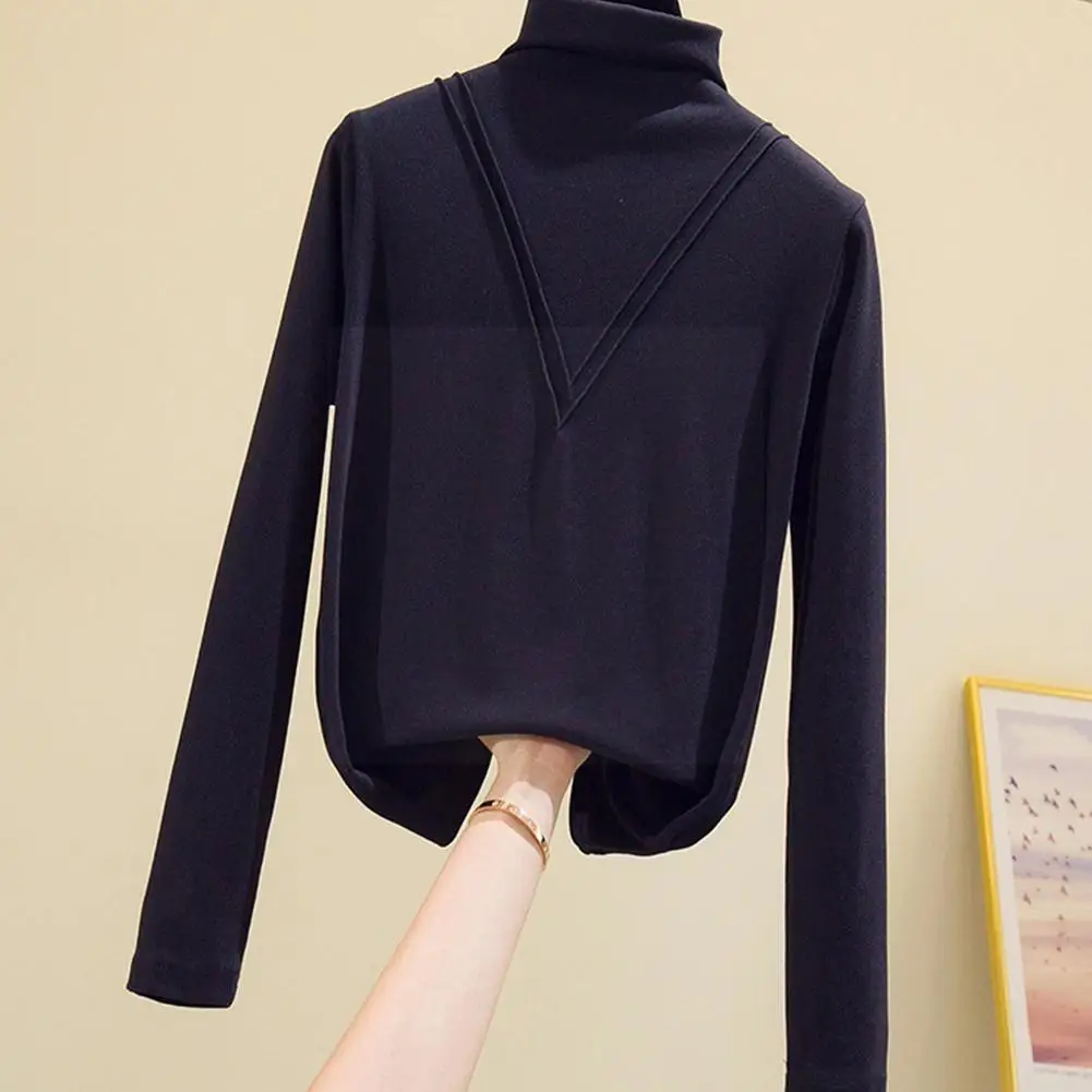 

2022 New Winter Turtleneck Velvet Tops Women Long Sleeve Slim Female Warm Sweater Winter Pullover Shirt Fashion Basic P0j7