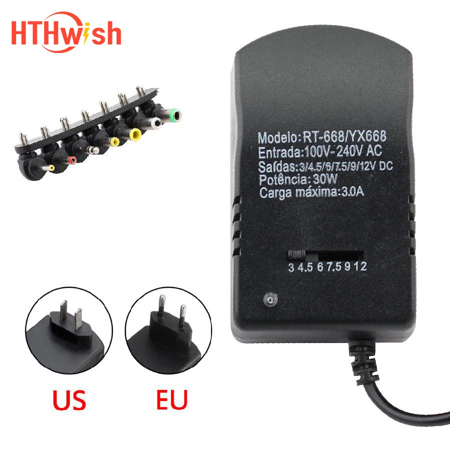 Adjustable Adapter Power Supply Multifuntion 7 Output Plugs Transformer AC 220V to DC 3V 4.5V 6V 7V 9V 12V Universal Charger |