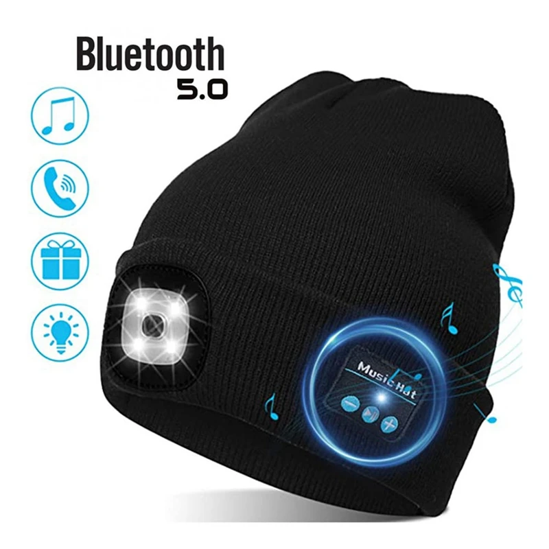 

Bluetooth Шапка-бини со штативом, музыкальная вязаная шапка, Bluetooth музыкальная шапка, Беспроводная стереогарнитура для бега, походов