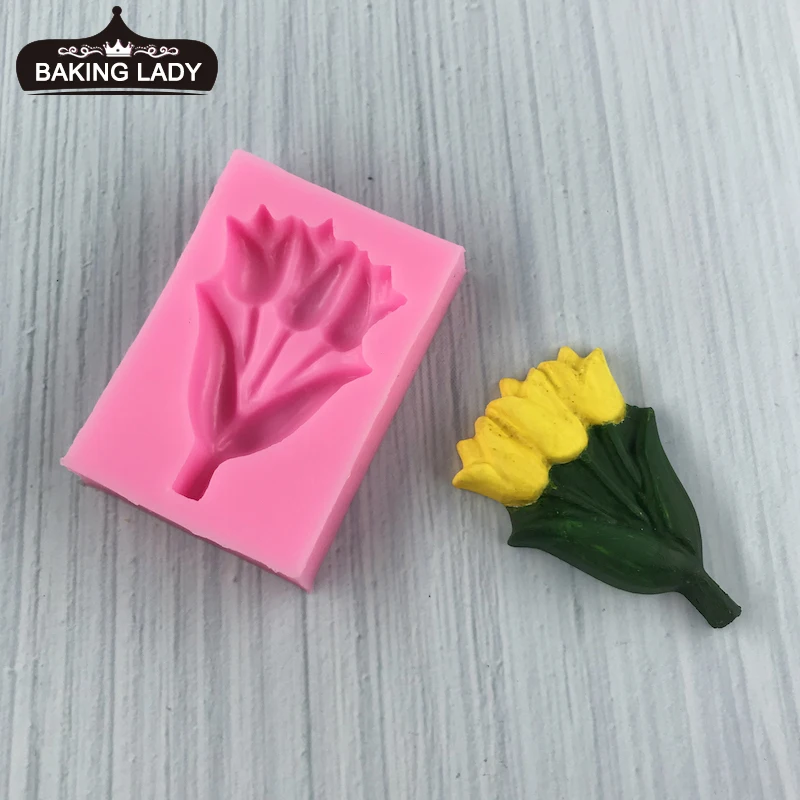 

Tulip silicone mold flower bud expansion incense stone aromatherapy gypsum diy Pastry Kitchen Baking Accessories Set