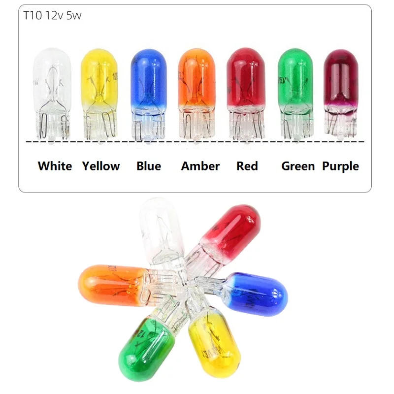 

2/10X T10 501 W5W фотоэлемент автомобиля, интерьерная панель приборной панели, датчик цветов, яркая замена, фиолетовый