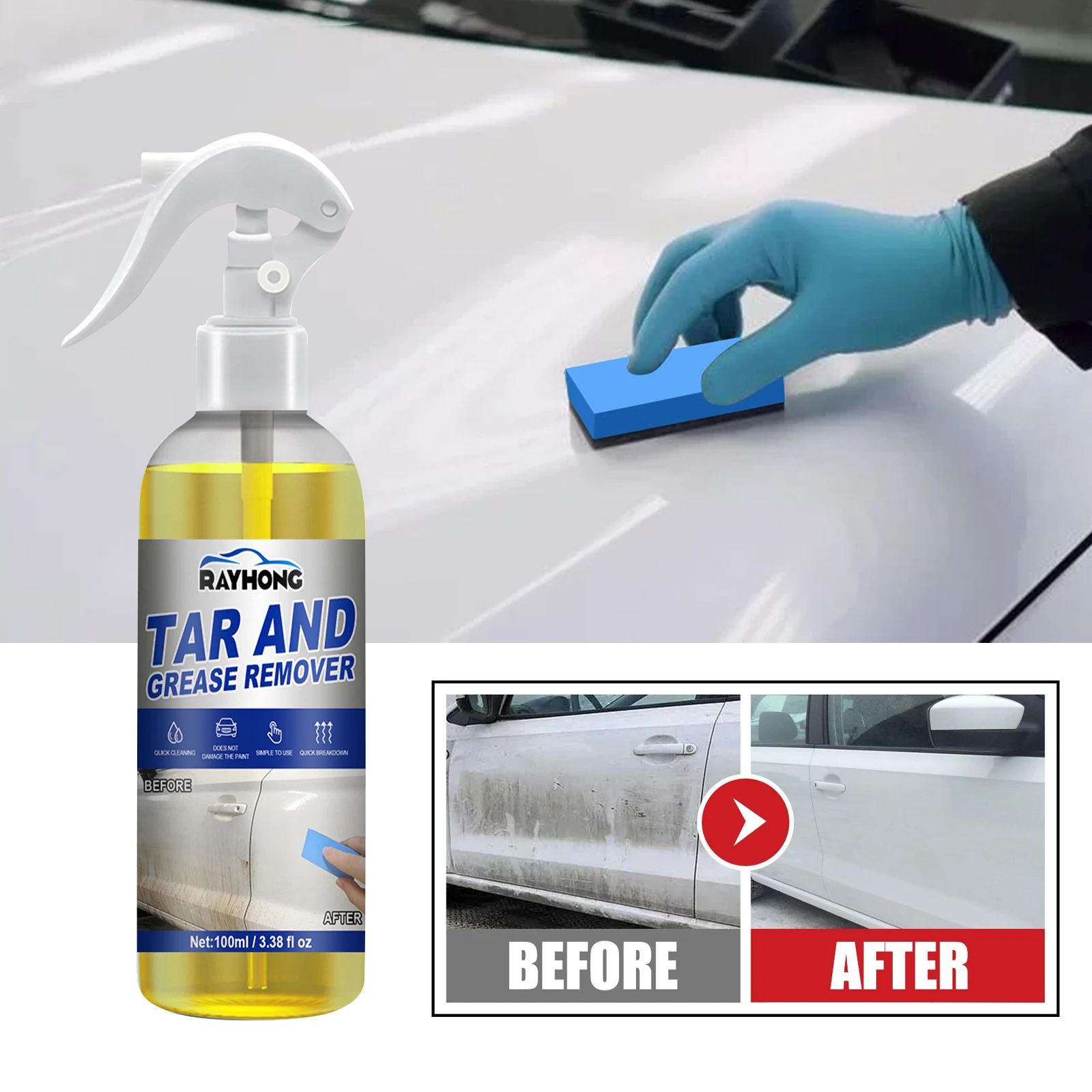 

100ml Car Oil Tar Remover Deep Cleaning Grease Remover Oil Film Stain Glass Label Polishing Cleaner MultiPurpose Car Tar Remover