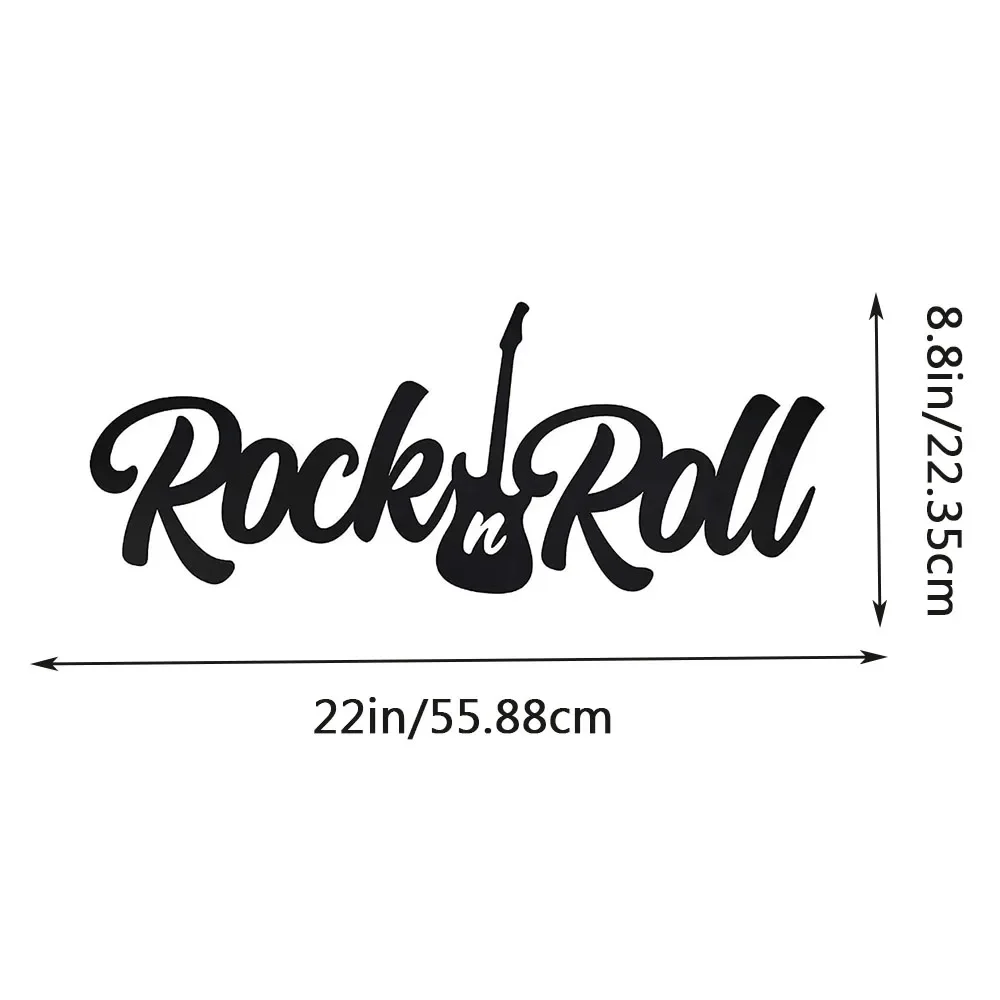 Металлическая Наклейка На Стену Black Rock 'N' Roll Тема Гитары Художественный Декор