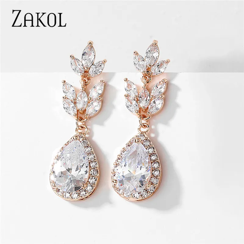 ZAKOL романтические каплевидные висячие серьги с кубическим цирконием в форме