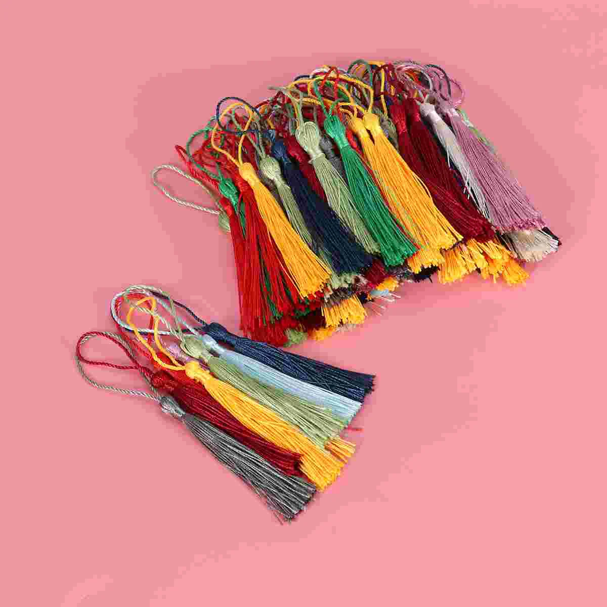 

Tassels Tassel Chinese Knot Craft Decorative Silk Keyminisilkycolorful 50Pcs Pendants Charmsjewelry Making Graduation Diy
