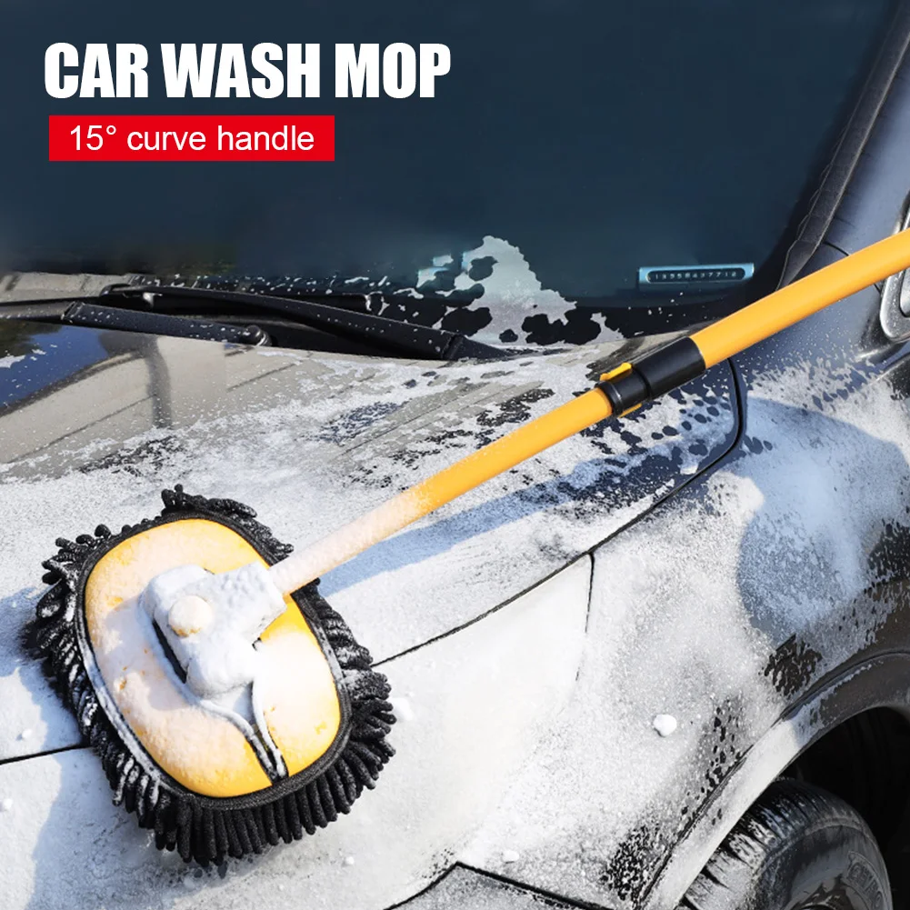 

Car Cleaning Brush Telescopic Long Handle Car Wash Mop Cleaning Tool Non-Scratch Chenille Broom Car Wash Brush for Roof Window