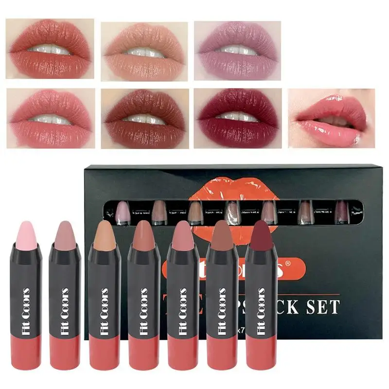 

7 шт. матовая губная помада стойкая матовая губная помада карандаш с высоким пигментированным блеском для губ набор косметики для красоты губная помада