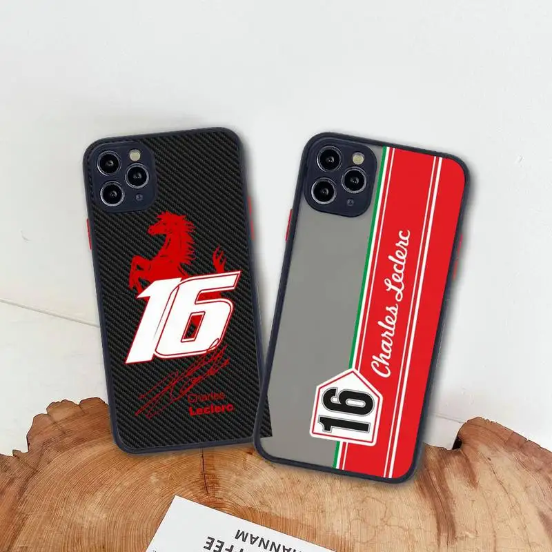 

Charles Leclerc Carbon Fiber Edition Matte Transparent Phone Case For iphone 13 12 11 Pro Max Mini XS 8 7 Plus X SE 2020 XR