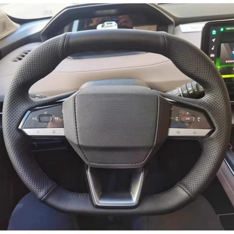 

Изготовленный вручную черный противоскользящий чехол на руль из микрофибры для Changan CS55 Plus Univ 22-2024, автомобильные аксессуары