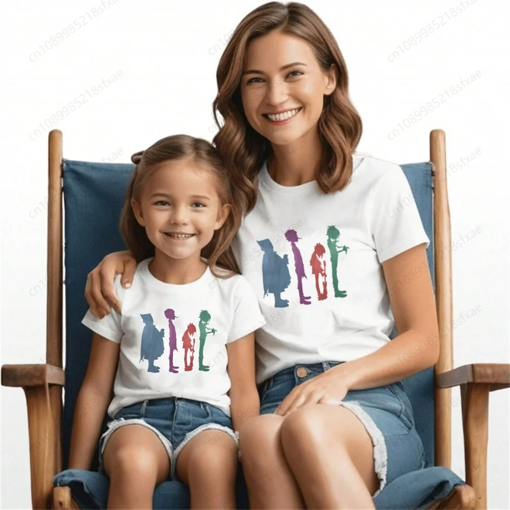 Casualowa koszulka piłkarska z nadrukiem kreskówkowym dla dzieci nowoczesna muzyka Gorillaz projekt graficzny unisex letnia o...