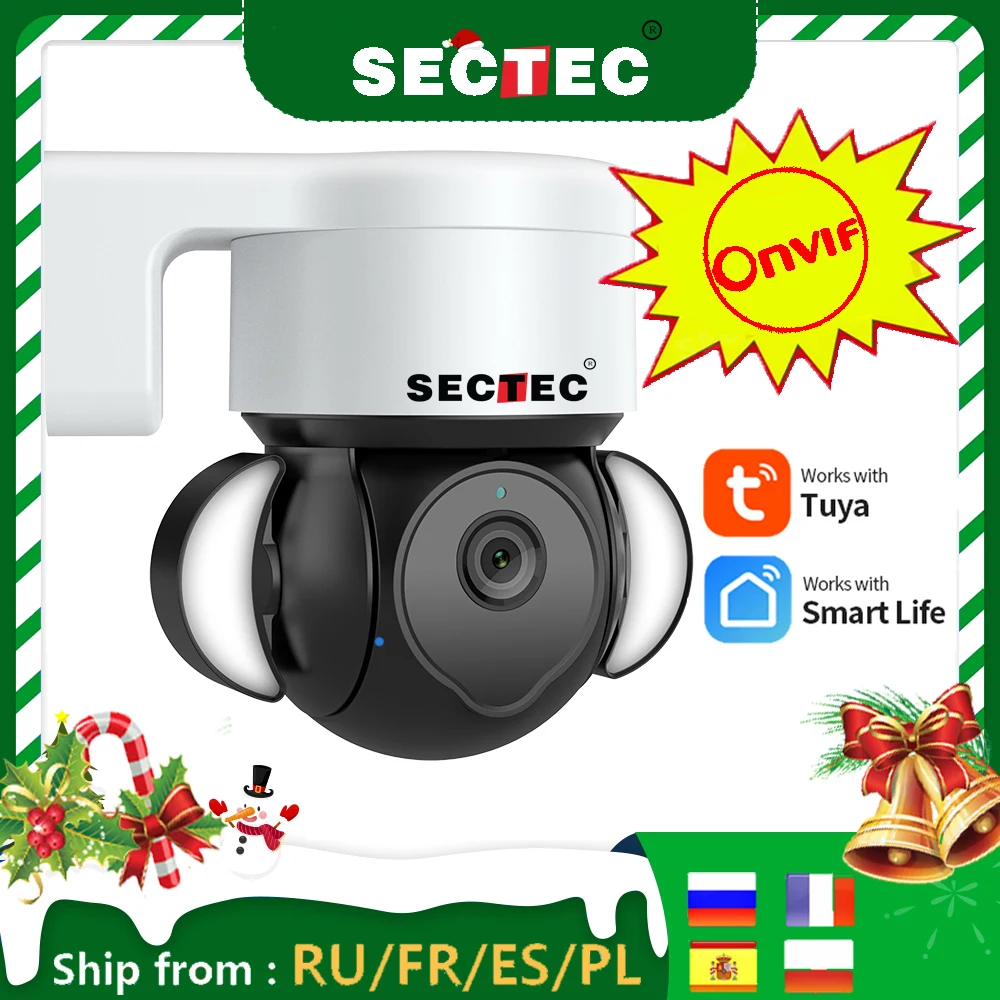 SECTEC Tuya Camera WiFi Wireless Outdoor CCTV Video Surveillance Security Protection Waterproof Smart Home Alexa |