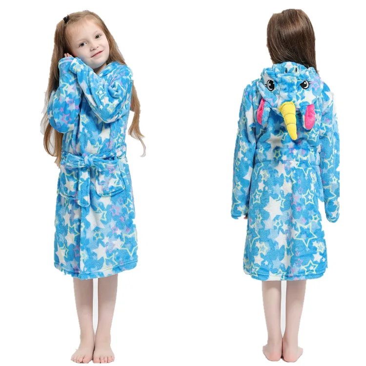 

Winter Unicorn Children Flannel Bathrobe Baby Bath Robe Animal Unicorn Hooded Bathrobes Boys Girls Pyjamas Kids Sleepwear Robes