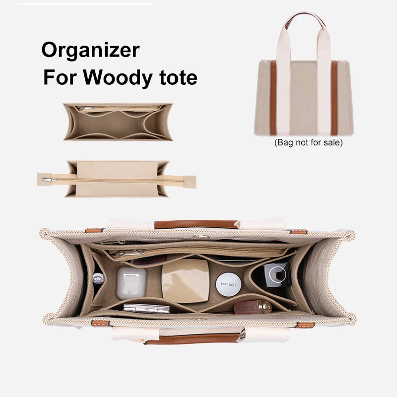 

For Woody Tote Purse Organizer Insert, Felt Makeup Pouch Linner Bags Zipper Inner Storage Bag , Women's Luxury Handbag Shaper