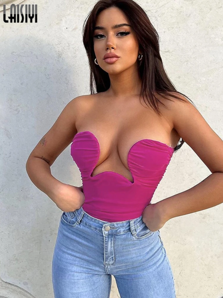 

Black Corset Top Women Strapless Camisole Backless Summer Sleeveless Tanks Camis Sexy Party Crop Top Off Shoulder Y2K Fashion