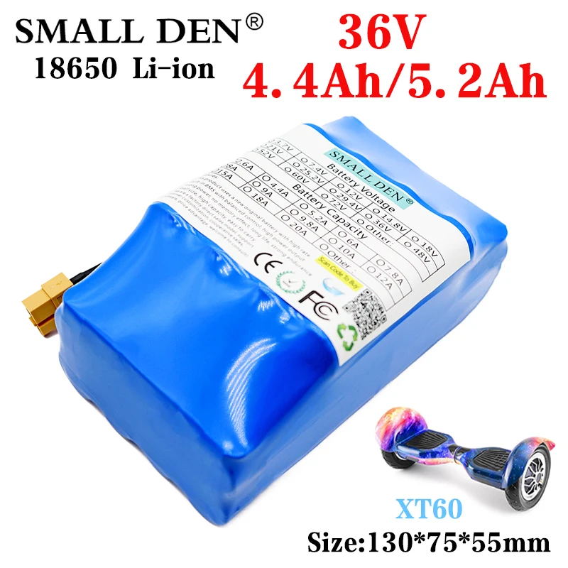 

36V 4.4Ah 36V 5.2Ah 18650 10S High Drainage 2 Wheel Electric Scooter Self Balancing Rechargeable Lithium Battery Pack XT60 plug