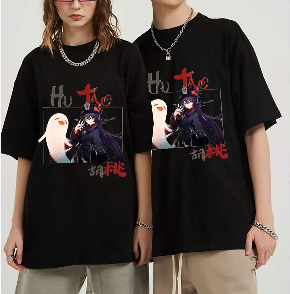 

Hu Tao Genshin Impact T Shirt Streetwear Women Oversized Tees 100% Cotton Short Sleeve T-Shirt Men Tee-Shirt Harajuku Unisex Top