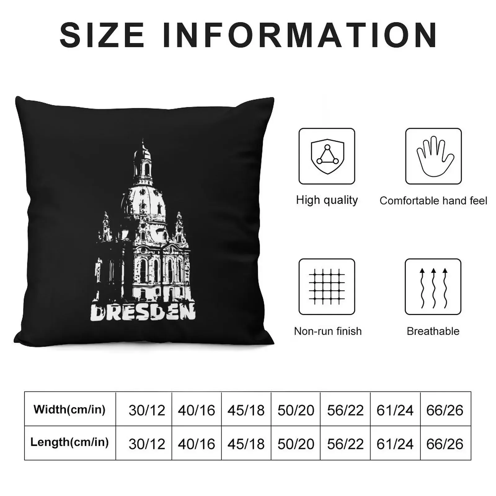 Декоративная подушка с принтом Dresden Frauenkirche East Saxony City Illustration