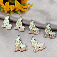 10pcslot fashion sports charm enamel zinc alloy roller skates pendants accessories charms craft diy jewelry findings