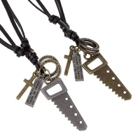 fashion new factory direct sales retro mens leather necklace tool series