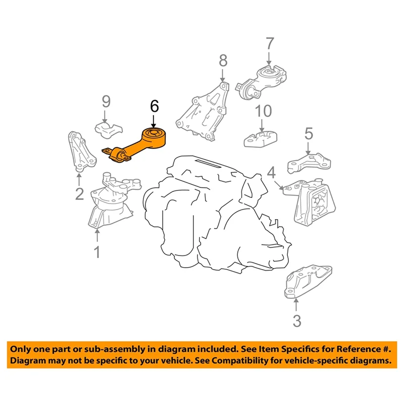 Передний верхний демпфер крутящего момента двигателя для Honda Civic 2006-2011 1.8L боковое