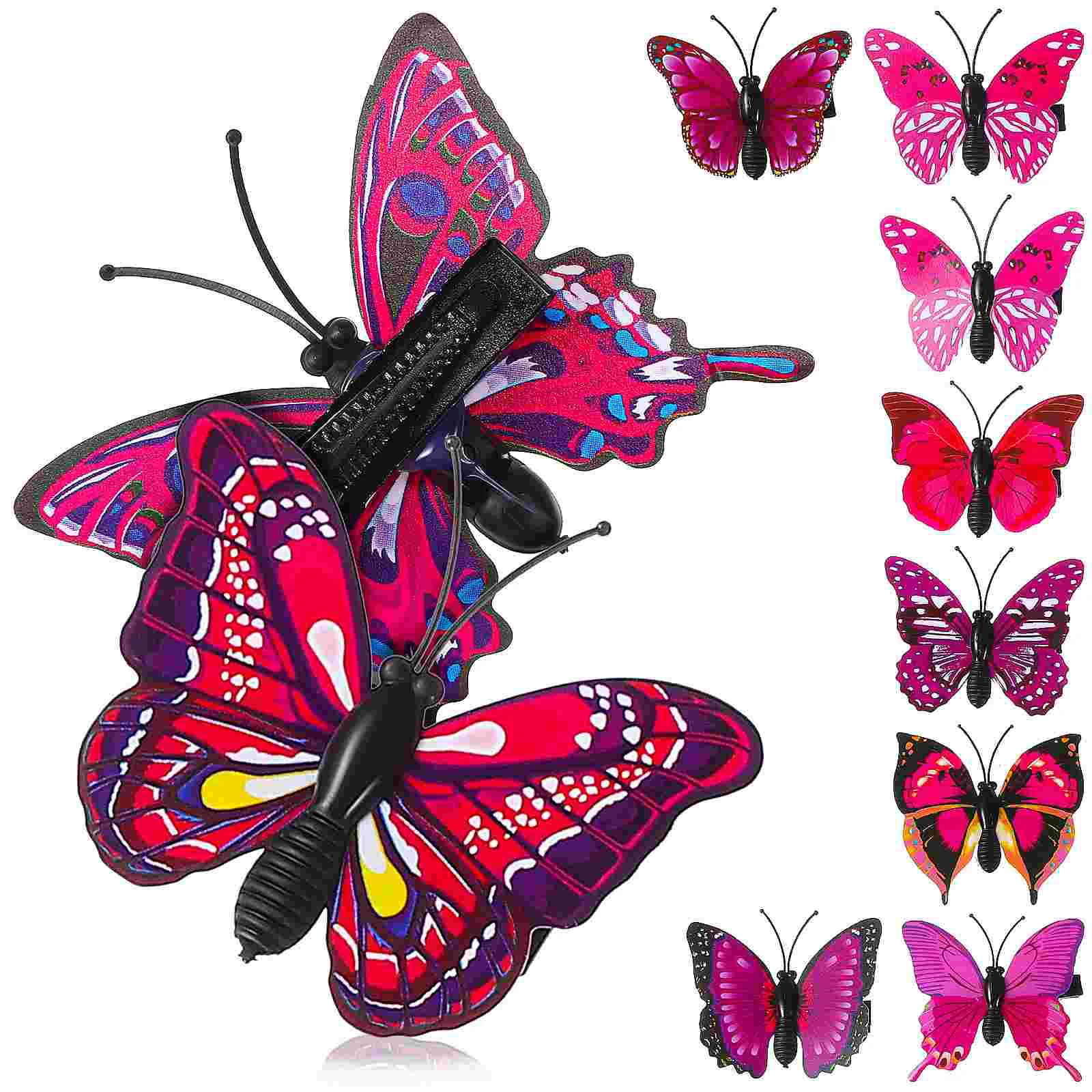 

10 Pcs Party Decor Hair Accessories Clamps Teen Girls Three-dimensional Trinkets Butterfly Clips Pvc Barrettes