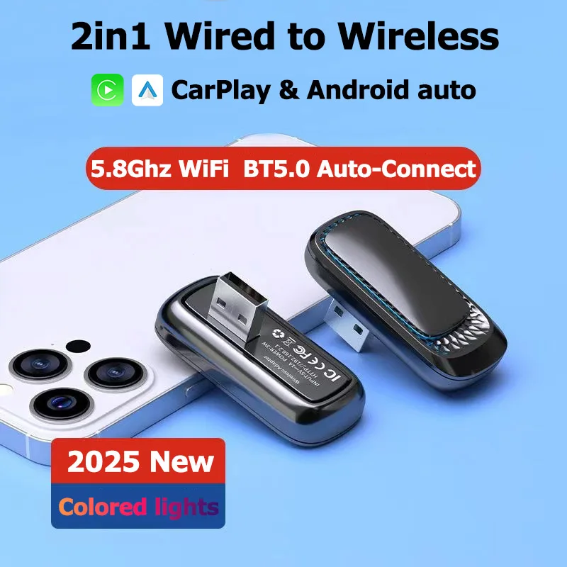 

2025 НОВЫЙ 2в1 Ai Box Беспроводной CarPlay Android Auto Мини-адаптер Carplay Smart Mini Box Plug & Play Dongle Bluetooth Auto Connect
