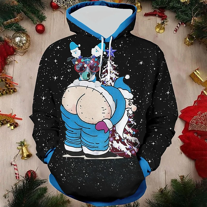 

Funny 3D Santa Claus Printed Hoodies For Men Ugly Christmas Sweater Kid Cute Pullovers Women Fashion Y2k Harajuku Winter Clothes