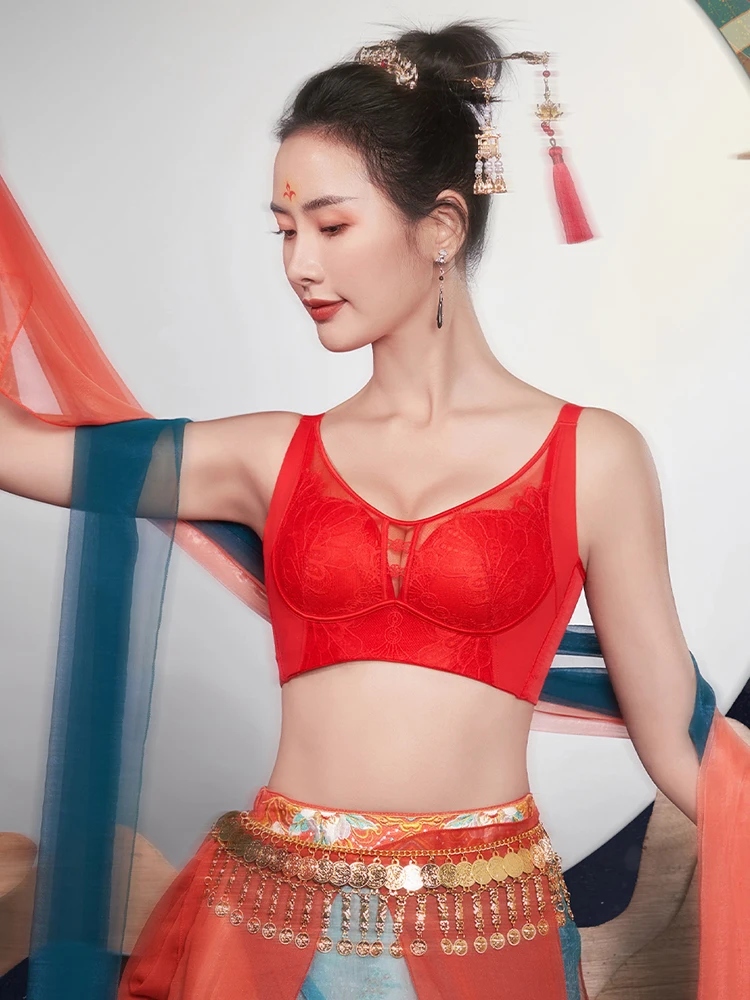 Oselandai Double Ru кружевной бюстгальтер женский мягкий поддерживающий верхняя