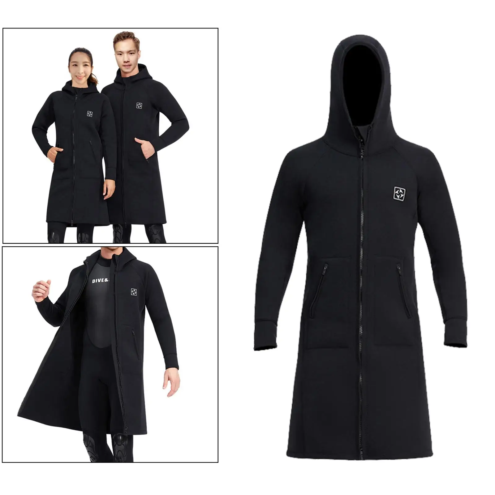 

Diving Wetsuits 3mm Hooded Windbreaker Diving Suits Long Sleeve Front Zip Diving Suit Keep Warm for Snorkeling Surfing Swimming