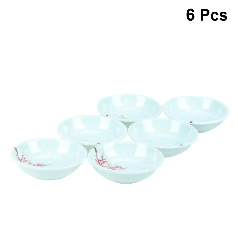 

6pcs Sauce Container Plates Melamine Sauce Plates Reusable Small Dipping Dish for Restaurant Home (Plum Blossom)