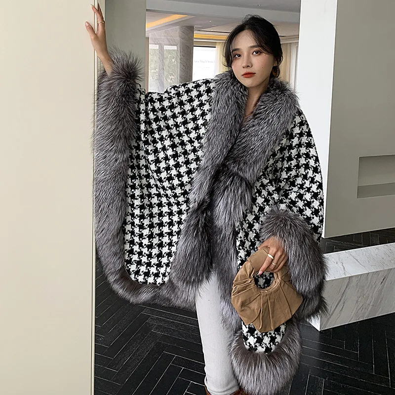 Women's Long Fox Fur Silver Coat New Winter 2022 Fur
