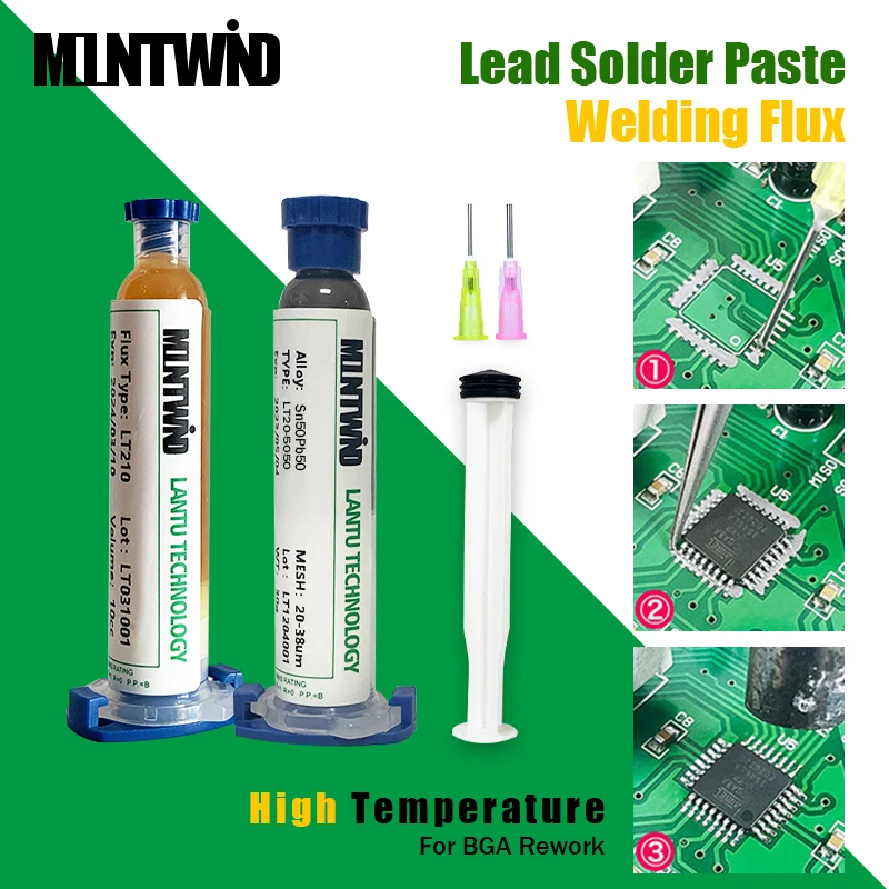 

MOUNTWIND Flux For Welding Sn50Pb50 Syringe Solder Paste Flux For Soldering BGA Rework SMD Repair Welding Flux Dropshipping