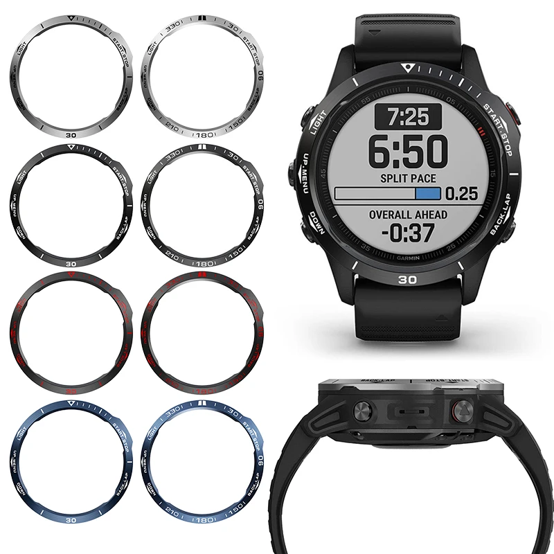 

Steel For Garmin Fenix7 7X 6 6XPro 6X Sapphire/5 Plus Bezel Rings Adhesive Anti Scratch Metal Cover Protective Watch Accessories