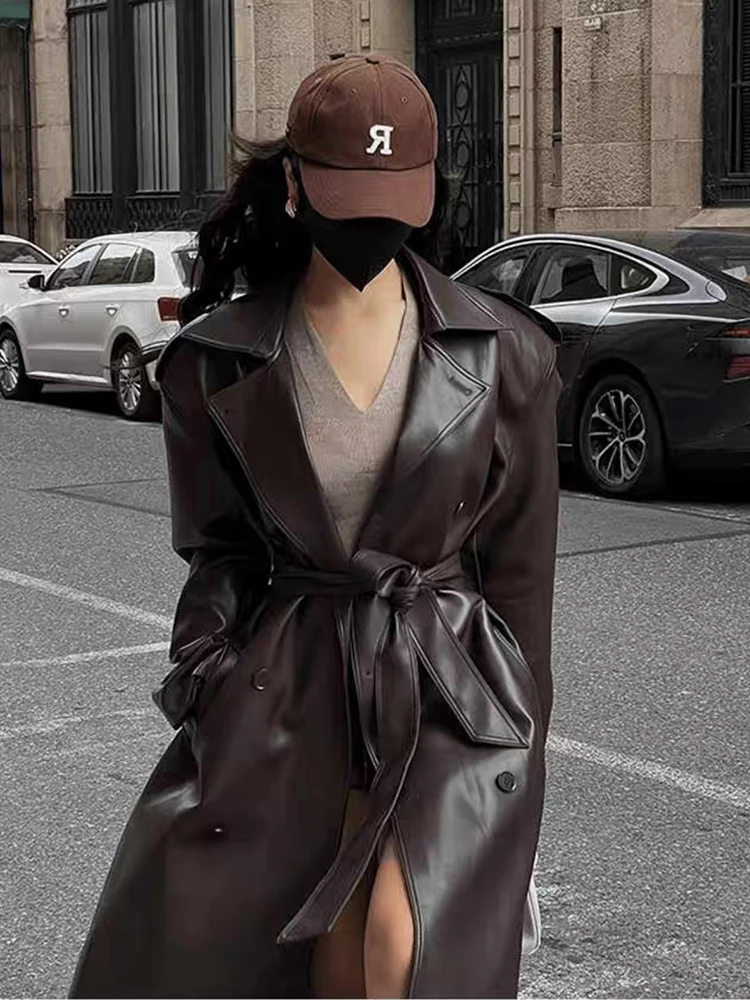 BZVW уличная ветровка женская двубортная куртка с лацканами и поясом со сборкой на