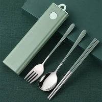 3pcsset eco friendly dish kitchen accessories silverware sets gold knife fork spoon portable cutlery sets with case