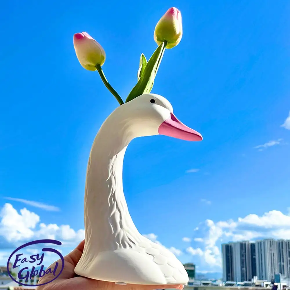 

Милые вазы в виде лебедя, украшение для дома в скандинавском стиле, украшение для гостиной, керамические украшения для стола, контейнер в по...