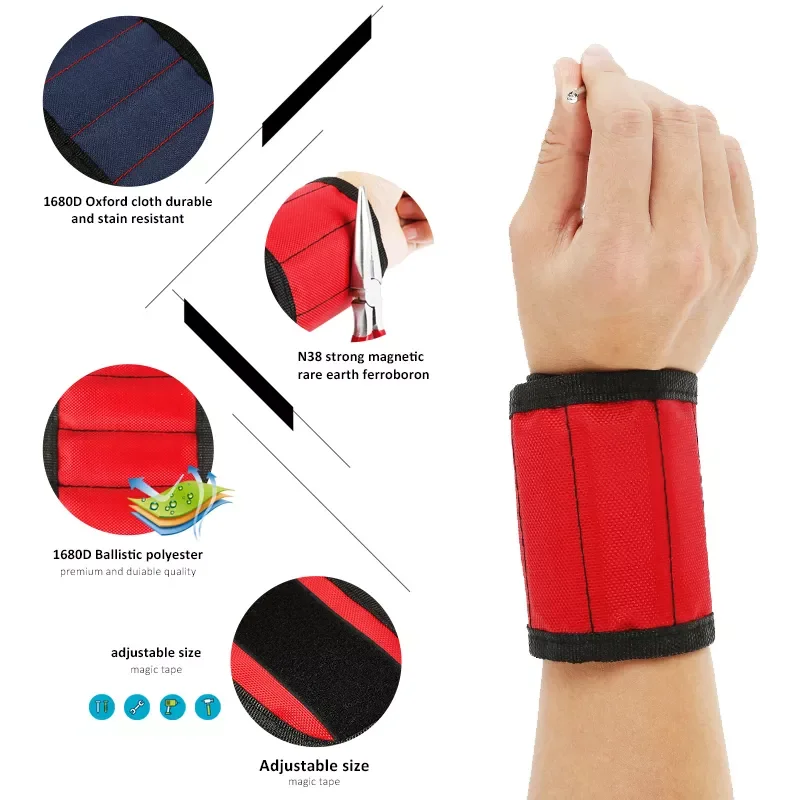

Wristband Portable Repair Tool Tool Bag Magnet Electrician Wrist Tool Belt Screws Nails Drill Bits Bracelet